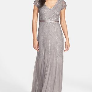 Adrianna Papell Beaded Gown platinum size 4